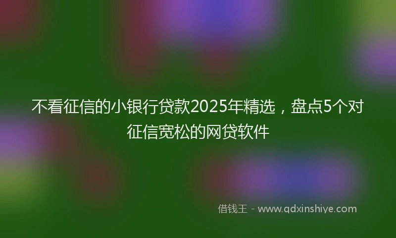 不看征信的小银行贷款2025年精选，盘点5个对征信宽松的网贷软件