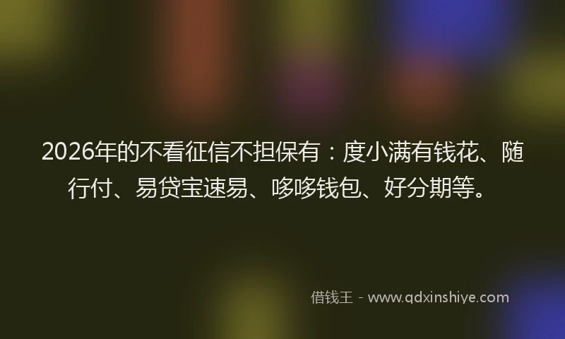 2026年的不看征信不担保有：度小满有钱花、随行付、易贷宝速易、哆哆钱包、好分期等。