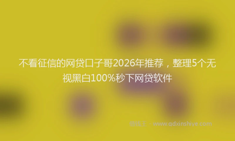 不看征信的网贷口子哥2026年推荐，整理5个无视黑白100%秒下网贷软件