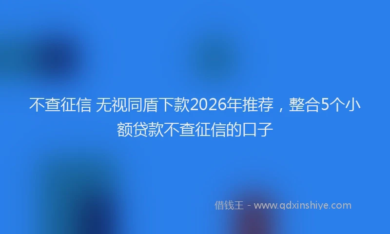 不查征信 无视同盾下款2026年推荐,整合5个小额贷款不查征信的口子