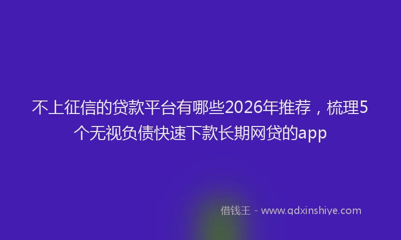 不上征信的贷款平台有哪些2026年推荐,梳理5个无视负债快速下款长期网贷的app