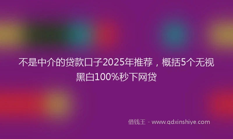 不是中介的贷款口子2025年推荐，概括5个无视黑白100%秒下网贷