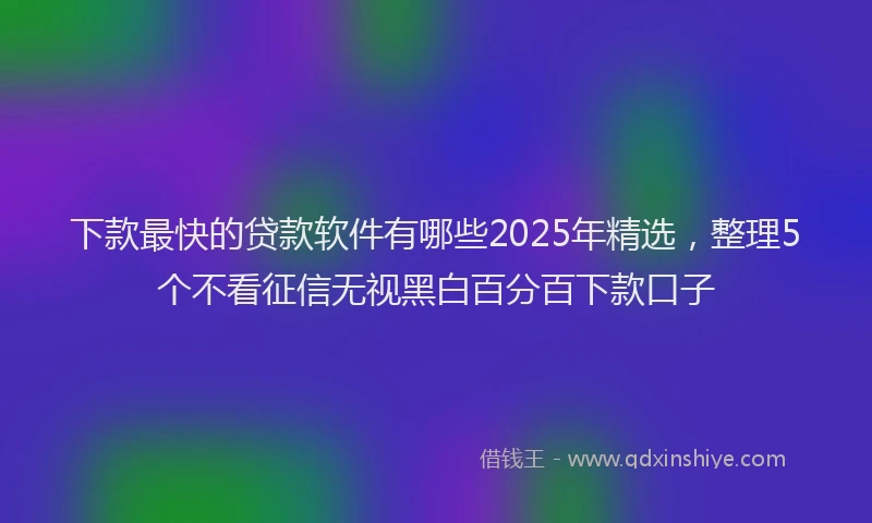 下款最快的贷款软件有哪些2025年精选，整理5个不看征信无视黑白百分百下款口子