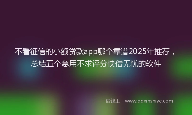 不看征信的小额贷款app哪个靠谱2025年推荐,总结五个急用不求评分快借无忧的软件