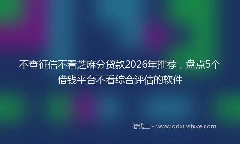 不查征信不看芝麻分贷款2026年推荐,盘点5个借钱平台不看综合评估的软件
