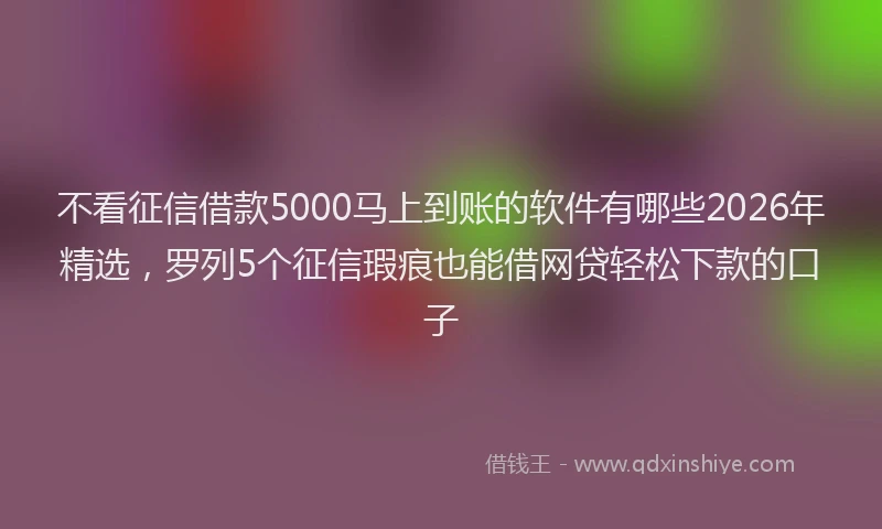 不看征信借款5000马上到账的软件有哪些2026年精选，罗列5个征信瑕疵也能借网贷轻松下款的口子