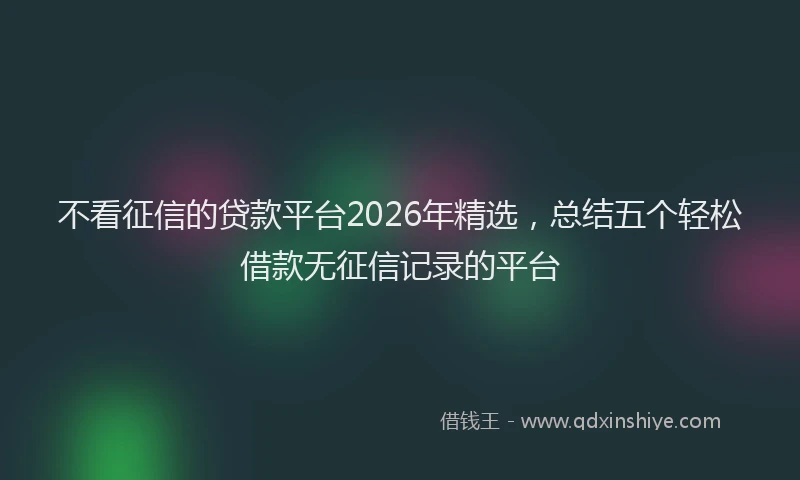 不看征信的贷款平台2026年精选，总结五个轻松借款无征信记录的平台