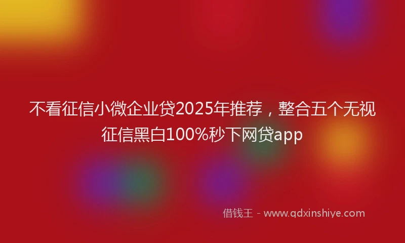 不看征信小微企业贷2025年推荐，整合五个无视征信黑白100%秒下网贷app