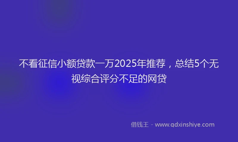 不看征信小额贷款一万2025年推荐,总结5个无视综合评分不足的网贷