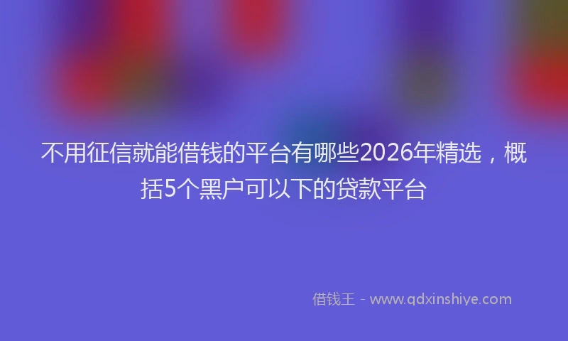 不用征信就能借钱的平台有哪些2026年精选,概括5个黑户可以下的贷款平台