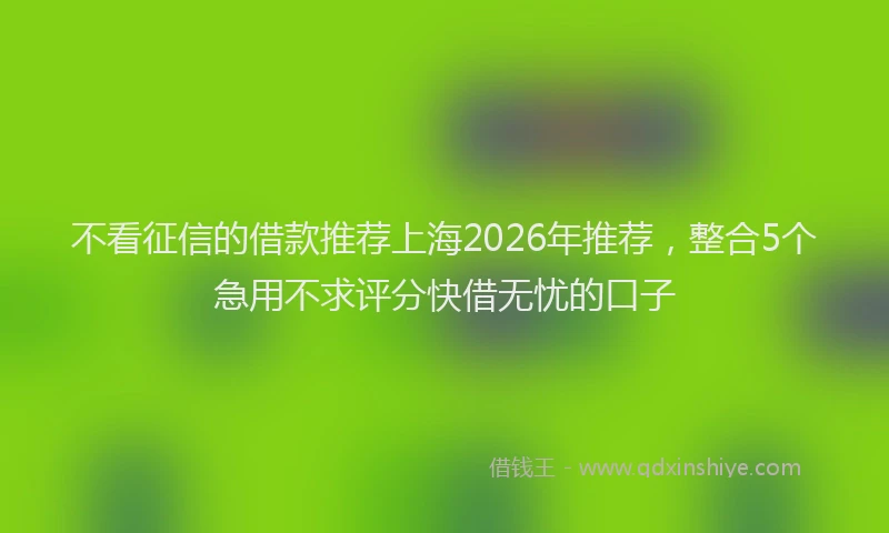 不看征信的借款推荐上海2026年推荐，整合5个急用不求评分快借无忧的口子