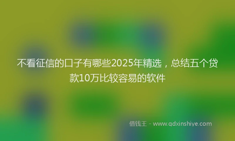 不看征信的口子有哪些2025年精选，总结五个贷款10万比较容易的软件