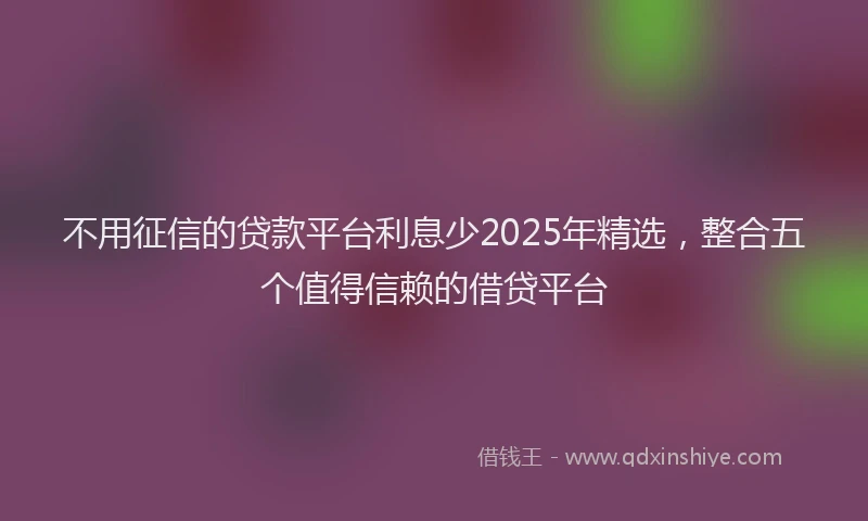 不用征信的贷款平台利息少2025年精选，整合五个值得信赖的借贷平台