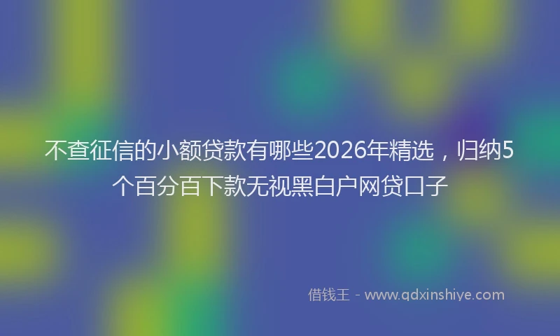 不查征信的小额贷款有哪些2026年精选，归纳5个百分百下款无视黑白户网贷口子