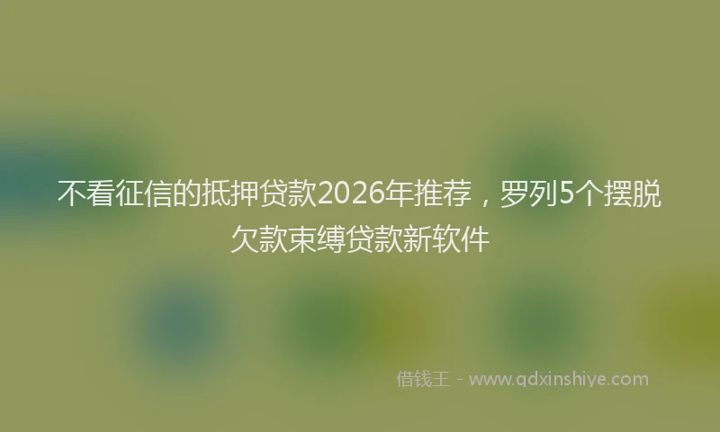 不看征信的抵押贷款2026年推荐，罗列5个摆脱欠款束缚贷款新软件