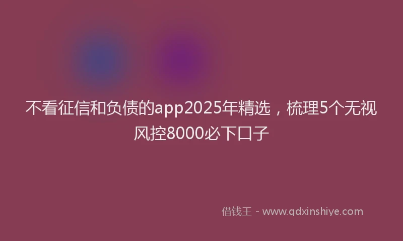 不看征信和负债的app2025年精选，梳理5个无视风控8000必下口子