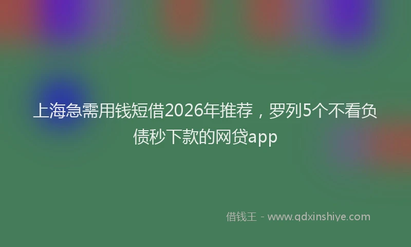 上海急需用钱短借2026年推荐，罗列5个不看负债秒下款的网贷app