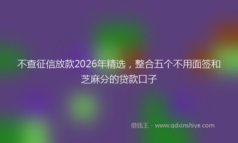 不查征信放款2026年精选，整合五个不用面签和芝麻分的贷款口子