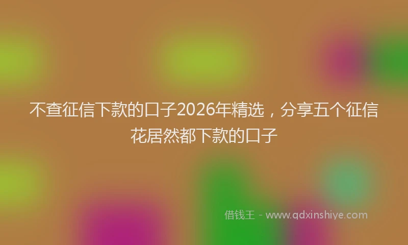 不查征信下款的口子2026年精选，分享五个征信花居然都下款的口子