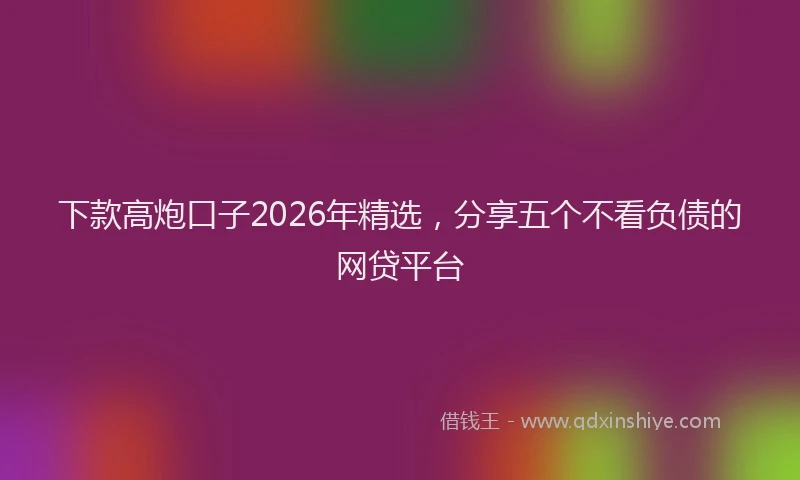下款高炮口子2026年精选，分享五个不看负债的网贷平台