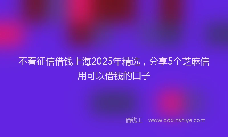 不看征信借钱上海2025年精选，分享5个芝麻信用可以借钱的口子