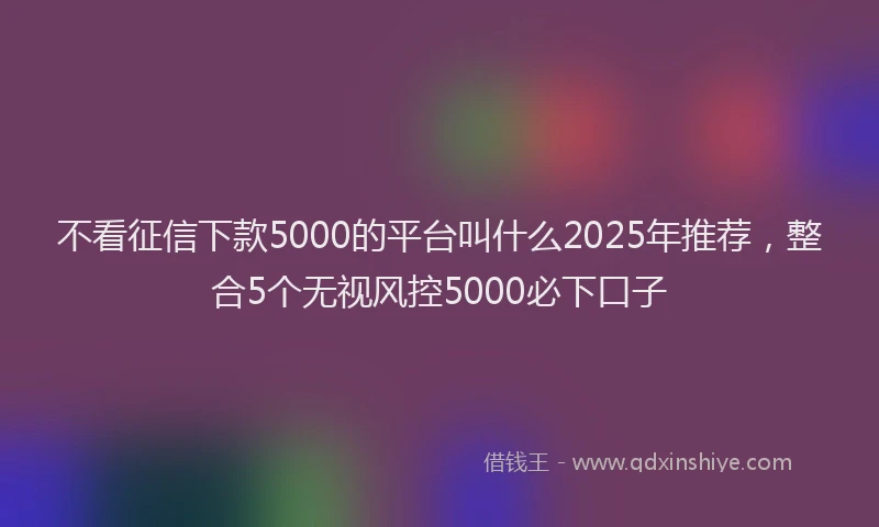 不看征信下款5000的平台叫什么2025年推荐，整合5个无视风控5000必下口子