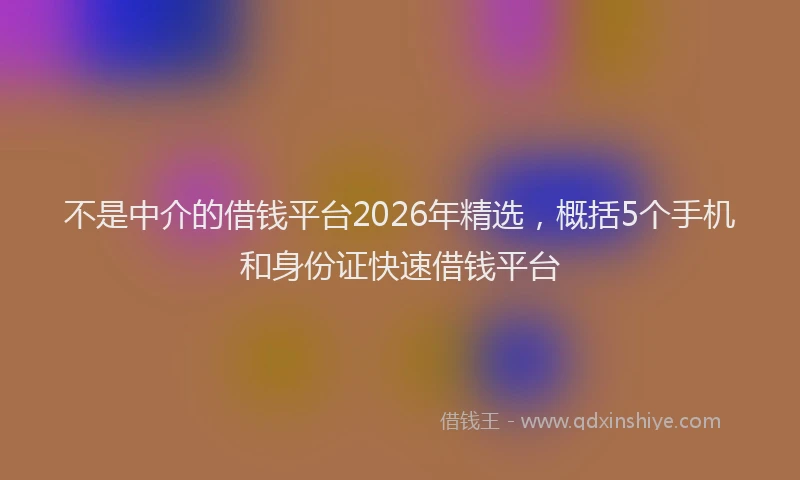 不是中介的借钱平台2026年精选，概括5个手机和身份证快速借钱平台