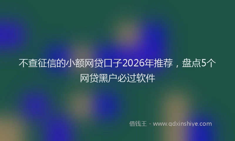 不查征信的小额网贷口子2026年推荐，盘点5个网贷黑户必过软件