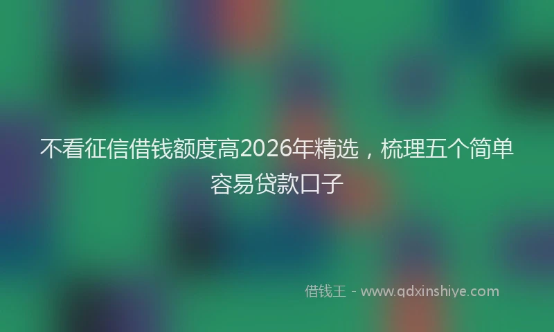 不看征信借钱额度高2026年精选，梳理五个简单容易贷款口子