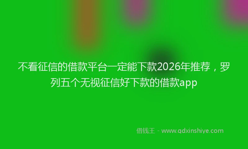 不看征信的借款平台一定能下款2026年推荐，罗列五个无视征信好下款的借款app