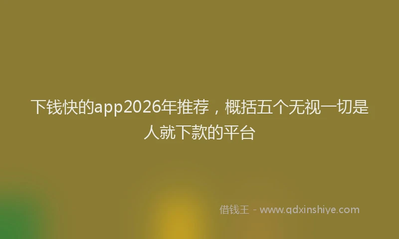 下钱快的app2026年推荐，概括五个无视一切是人就下款的平台