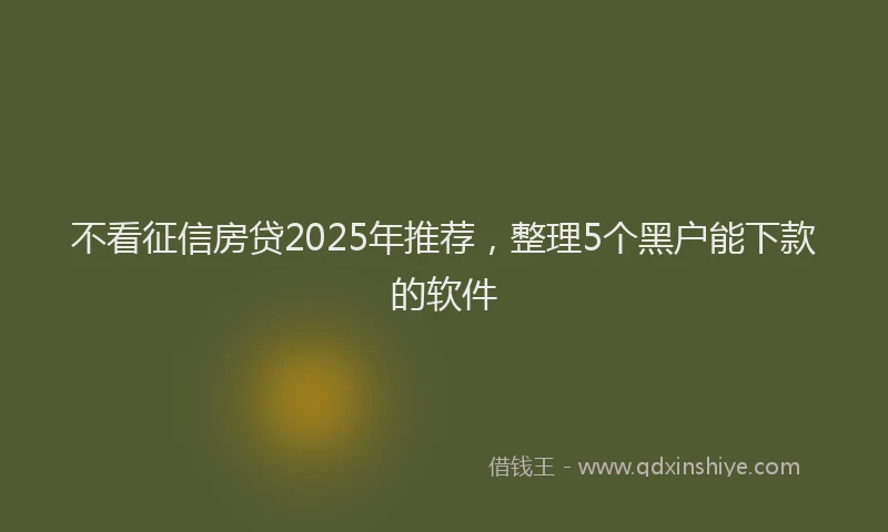 不看征信房贷2025年推荐，整理5个黑户能下款的软件