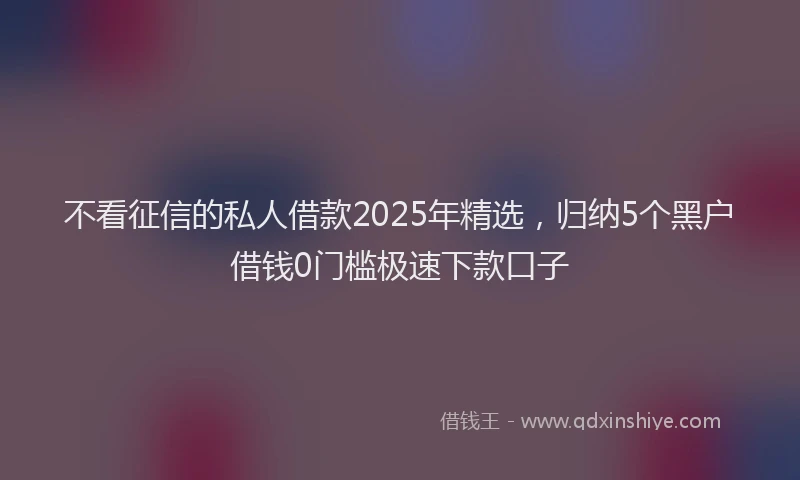 不看征信的私人借款2025年精选，归纳5个黑户借钱0门槛极速下款口子