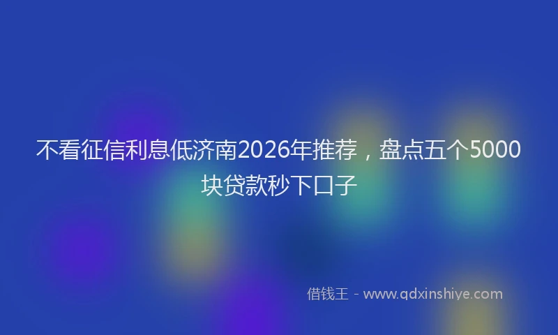 不看征信利息低济南2026年推荐，盘点五个5000块贷款秒下口子