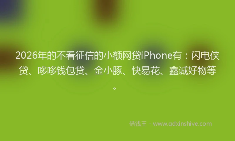 2026年的不看征信的小额网贷iPhone有：闪电侠贷、哆哆钱包贷、金小豚、快易花、鑫诚好物等。