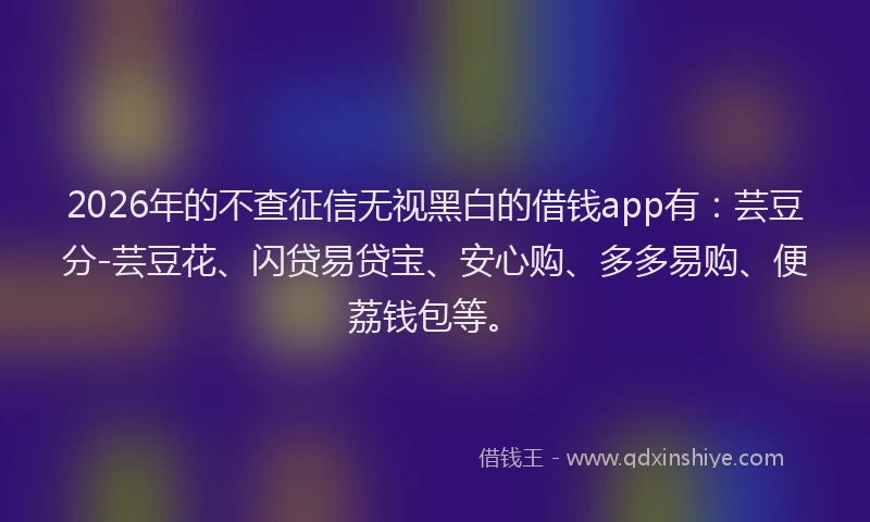 2026年的不查征信无视黑白的借钱app有:芸豆分-芸豆花、闪贷易贷宝、安心购、多多易购、便荔钱包等。