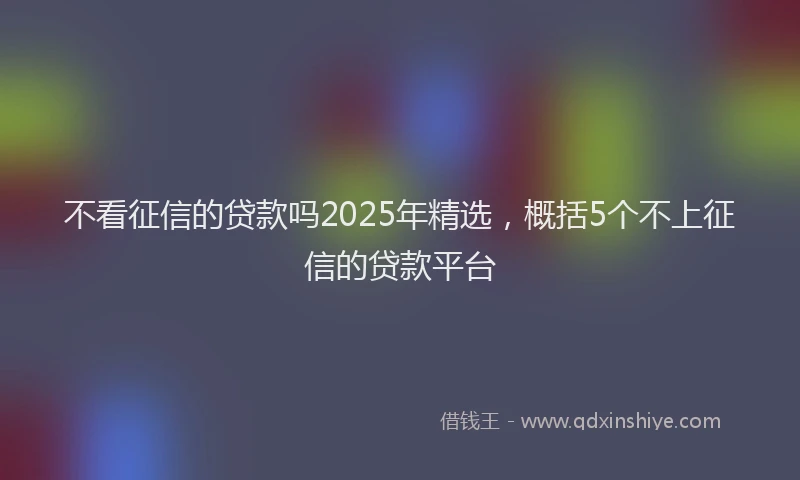 不看征信的贷款吗2025年精选，概括5个不上征信的贷款平台