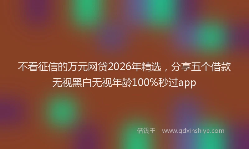 不看征信的万元网贷2026年精选，分享五个借款无视黑白无视年龄100%秒过app