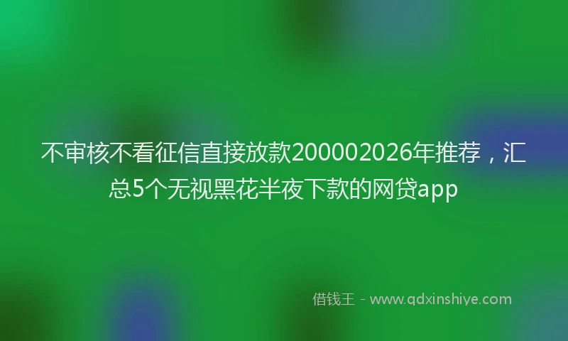 不审核不看征信直接放款200002026年推荐，汇总5个无视黑花半夜下款的网贷app
