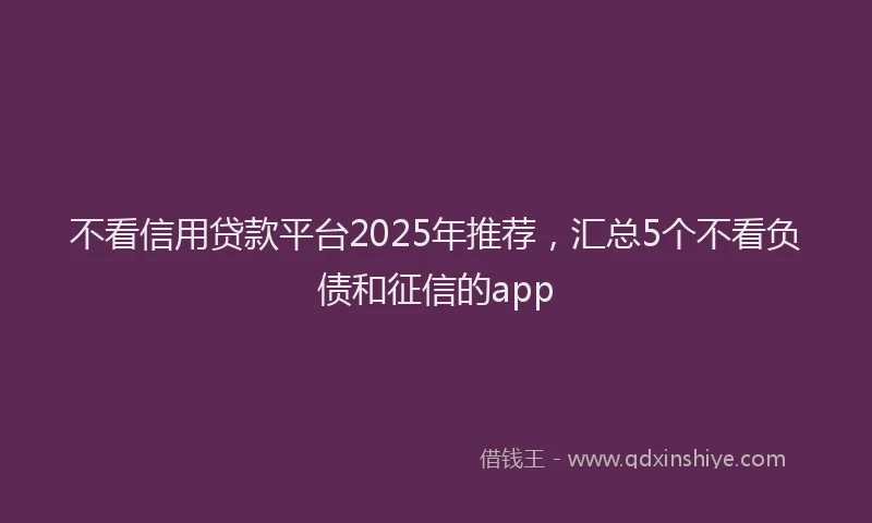 不看信用贷款平台2025年推荐，汇总5个不看负债和征信的app