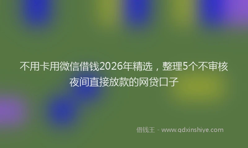 不用卡用微信借钱2026年精选，整理5个不审核夜间直接放款的网贷口子