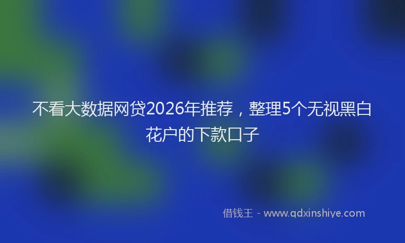 不看大数据网贷2026年推荐，整理5个无视黑白花户的下款口子