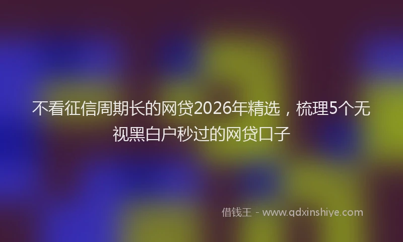 不看征信周期长的网贷2026年精选，梳理5个无视黑白户秒过的网贷口子