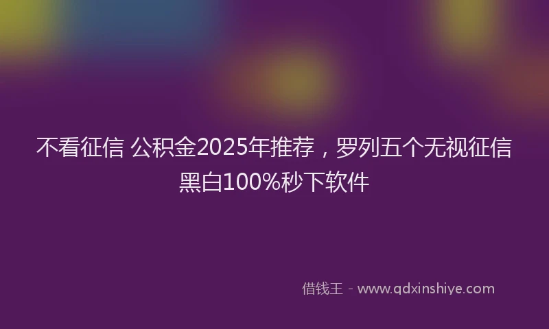 不看征信 公积金2025年推荐，罗列五个无视征信黑白100%秒下软件