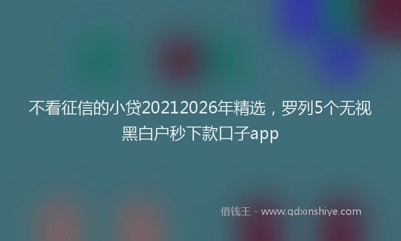不看征信的小贷20212026年精选，罗列5个无视黑白户秒下款口子app