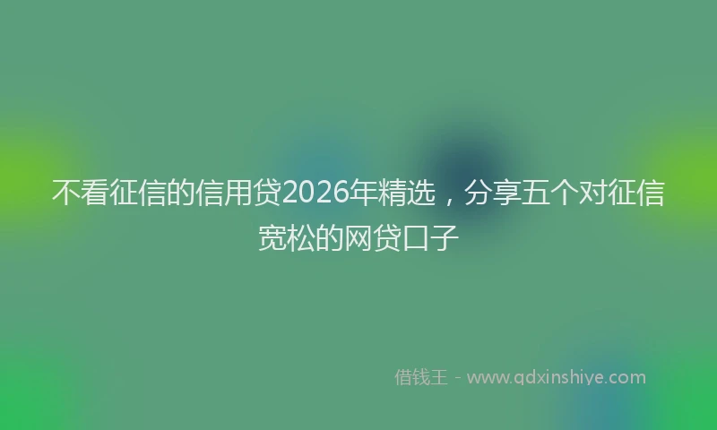 不看征信的信用贷2026年精选，分享五个对征信宽松的网贷口子
