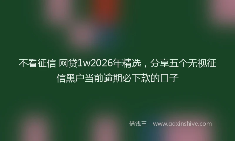 不看征信 网贷1w2026年精选,分享五个无视征信黑户当前逾期必下款的口子