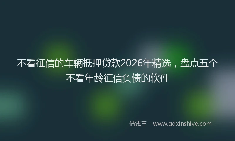 不看征信的车辆抵押贷款2026年精选,盘点五个不看年龄征信负债的软件