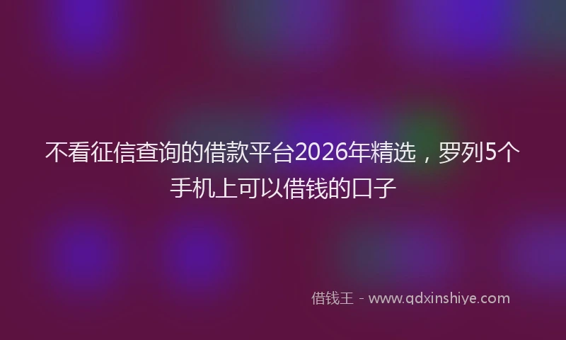 不看征信查询的借款平台2026年精选，罗列5个手机上可以借钱的口子