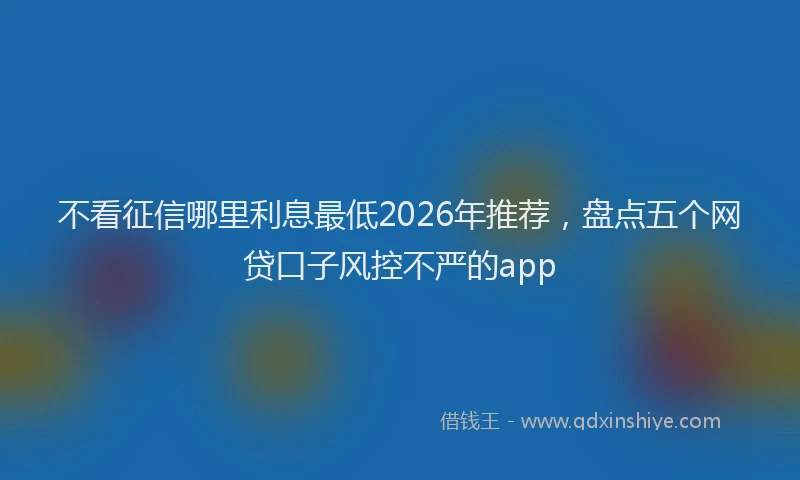 不看征信哪里利息最低2026年推荐，盘点五个网贷口子风控不严的app